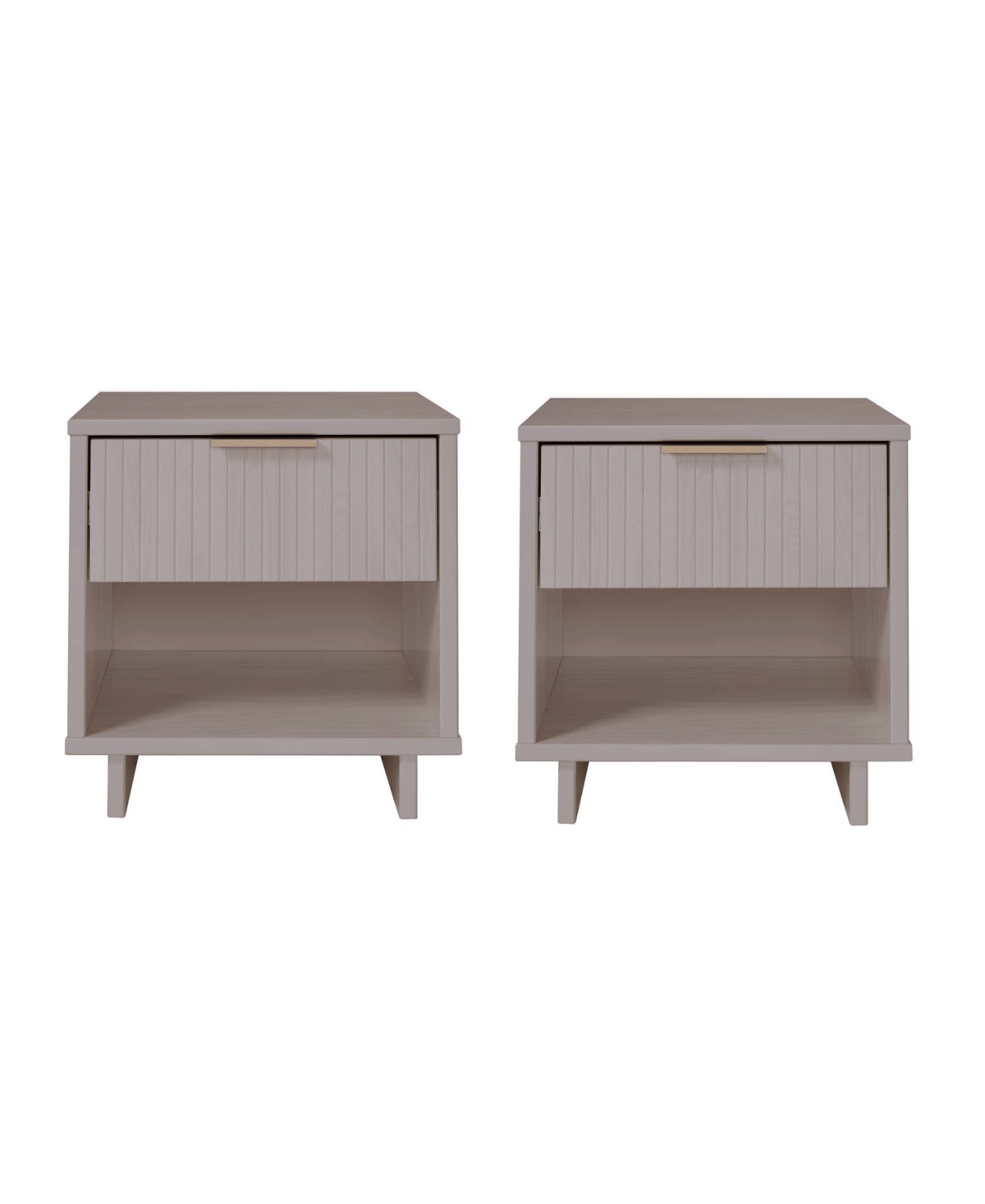 Manhattan Comfort 2-Piece Granville Solid Pine Wood 1-Drawer Nightstand Set