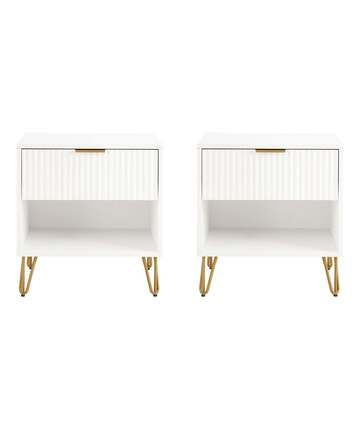 Manhattan Comfort 2-piece Dumbo Medium-density Fiberboard 1-drawer Modern Nightstand Set In White