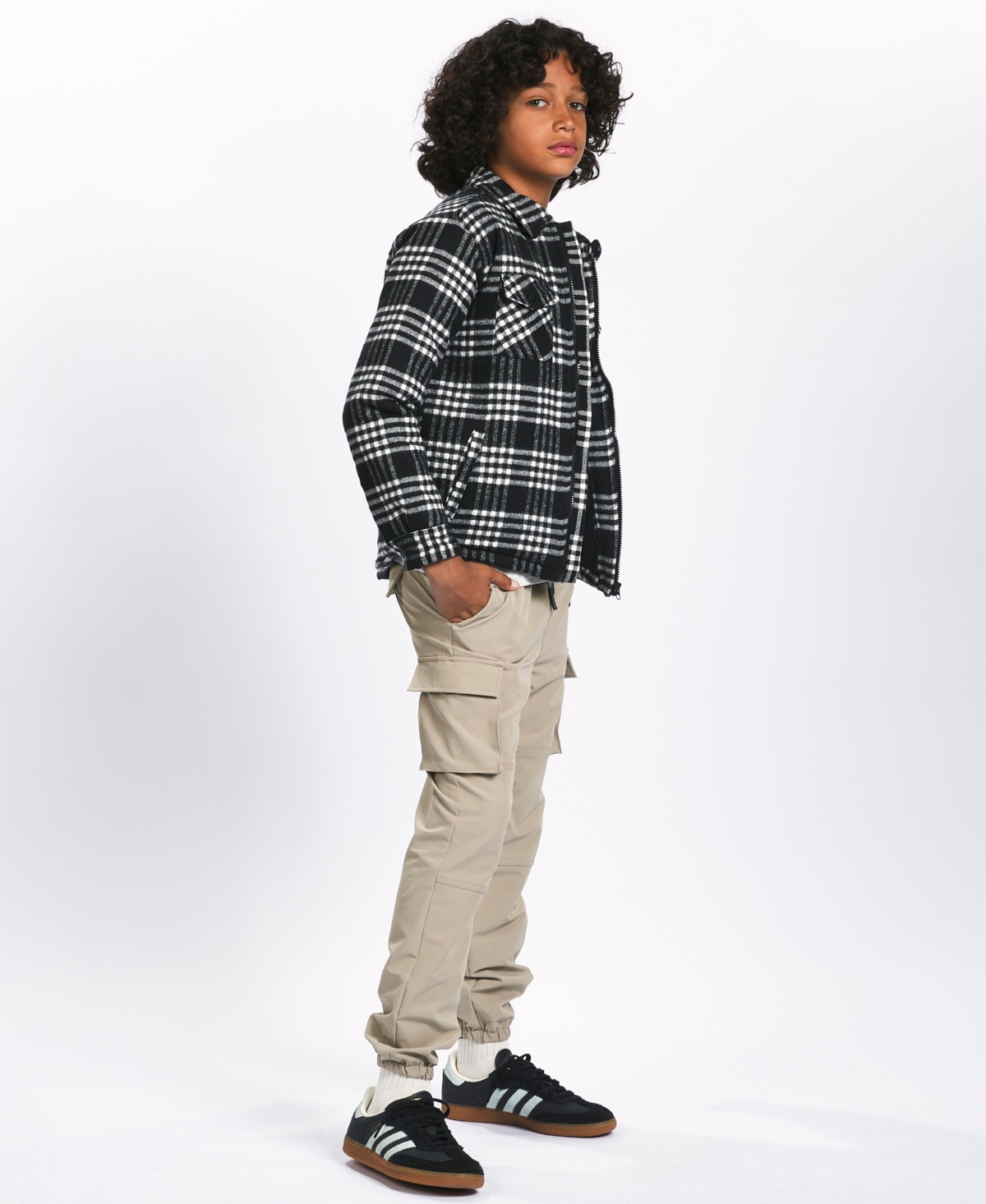 Sovereign Code Big Boys Plaid Coaches Jacket In Black