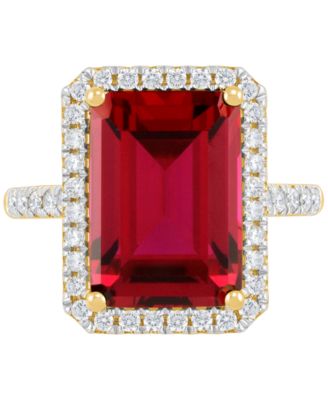 Lab Grown Emerald (6-1/2 ct. t.w.) & Lab Grown Diamond (1/2 ct. t.w.) Ring in 14k White Gold (Also available in Sapphire & Ruby)