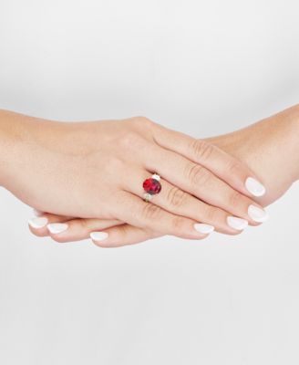 Lab Grown Sapphire (5-5/8 ct. t.w.) & Lab Grown Diamond (3/8 ct. t.w.) Ring in 14k White Gold (Also available in Emerald & Ruby)