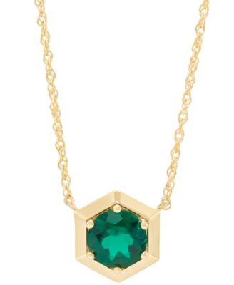 2-Pc. Set Lab-Created Emerald Solitaire Pendant Necklace & Matching Stud Earrings (2-3/4 ct. t.w.) in 14k Gold-Plated Sterling Silver