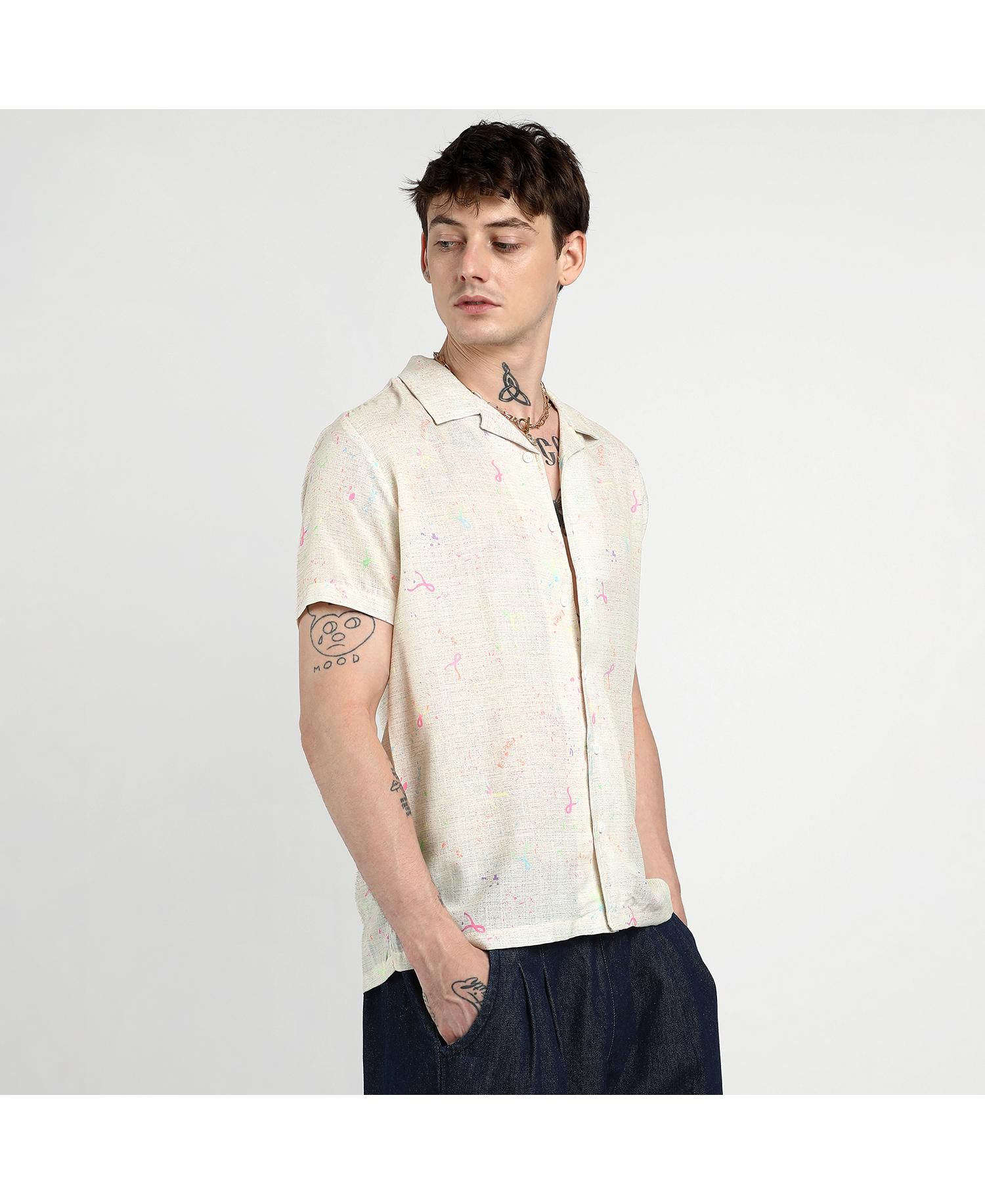 Men's Off-White Heathered Drawn Shirt