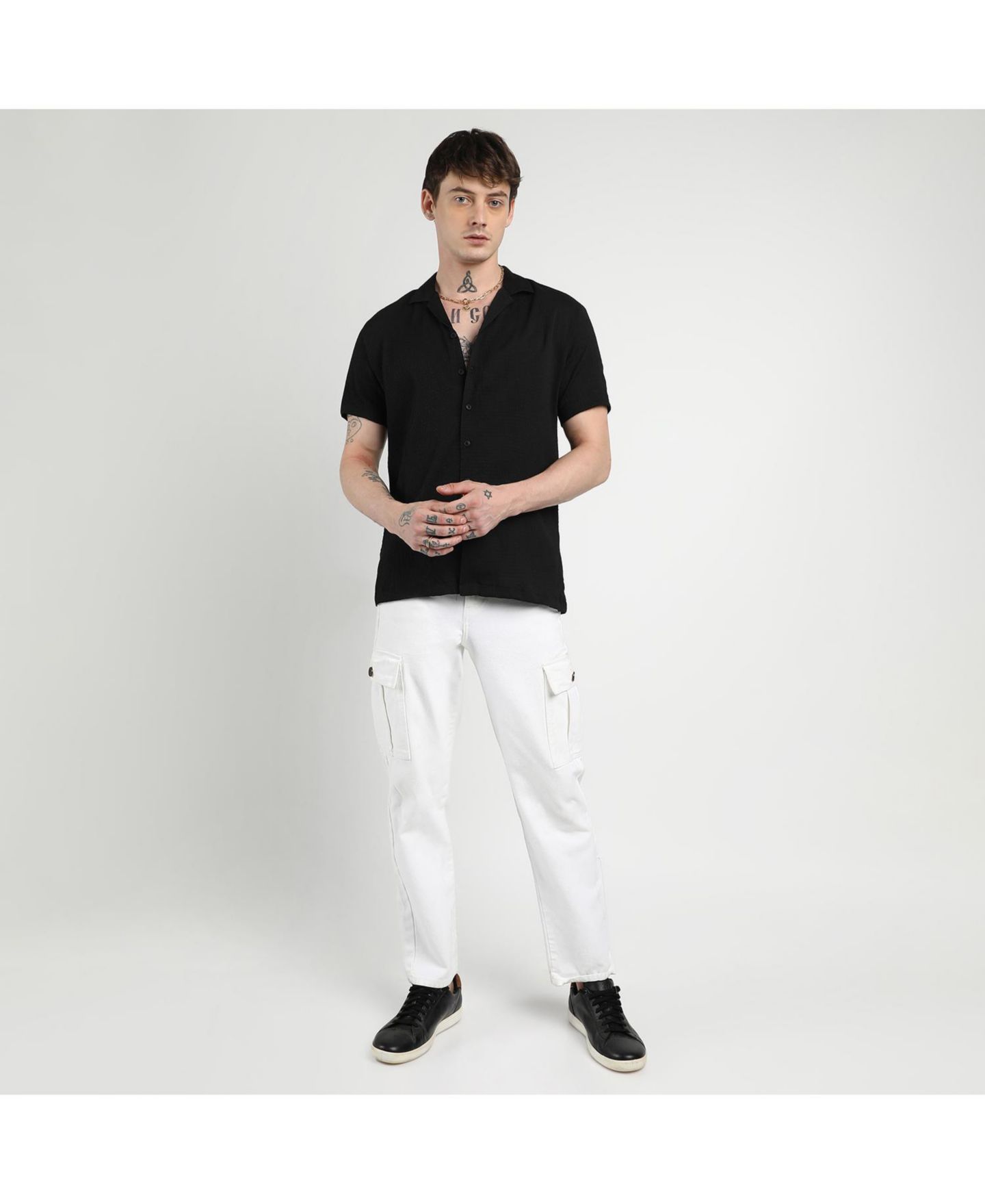 Мужская рубашка Cahoot Campus Sutra Onyx Black Creased, цвет: Чёрный — фото 3