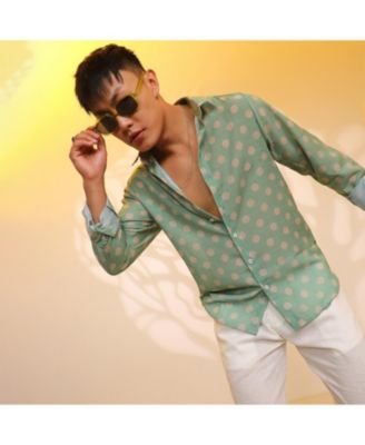 Мужская рубашка Campus Sutra в травянисто-зеленый горошек 10390₽