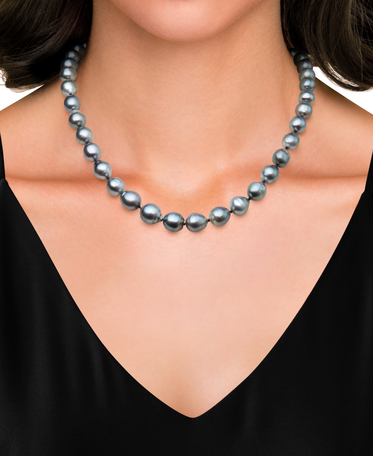 Shop Belle De Mer Cultured Tahitian Pearl (8-10mm) 18" Collar Necklace In Black