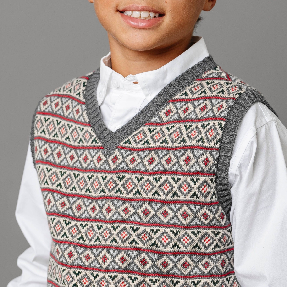 Hope & Henry Boys Organic V-Neck Intarsia Sweater Vest
