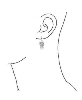 Estate Art Deco Style Animal Spotted Black White Panther Cat Green Eye Cubic Zirconia Pave CZ Lever Back Dangle Earrings Silver Plated Brass