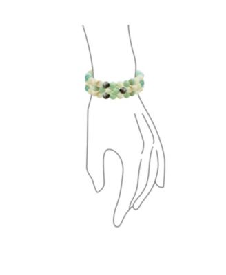 Stackable Set Of 3 Natural Stone Round Bead 8MM Multi Strand Stretch Bracelet