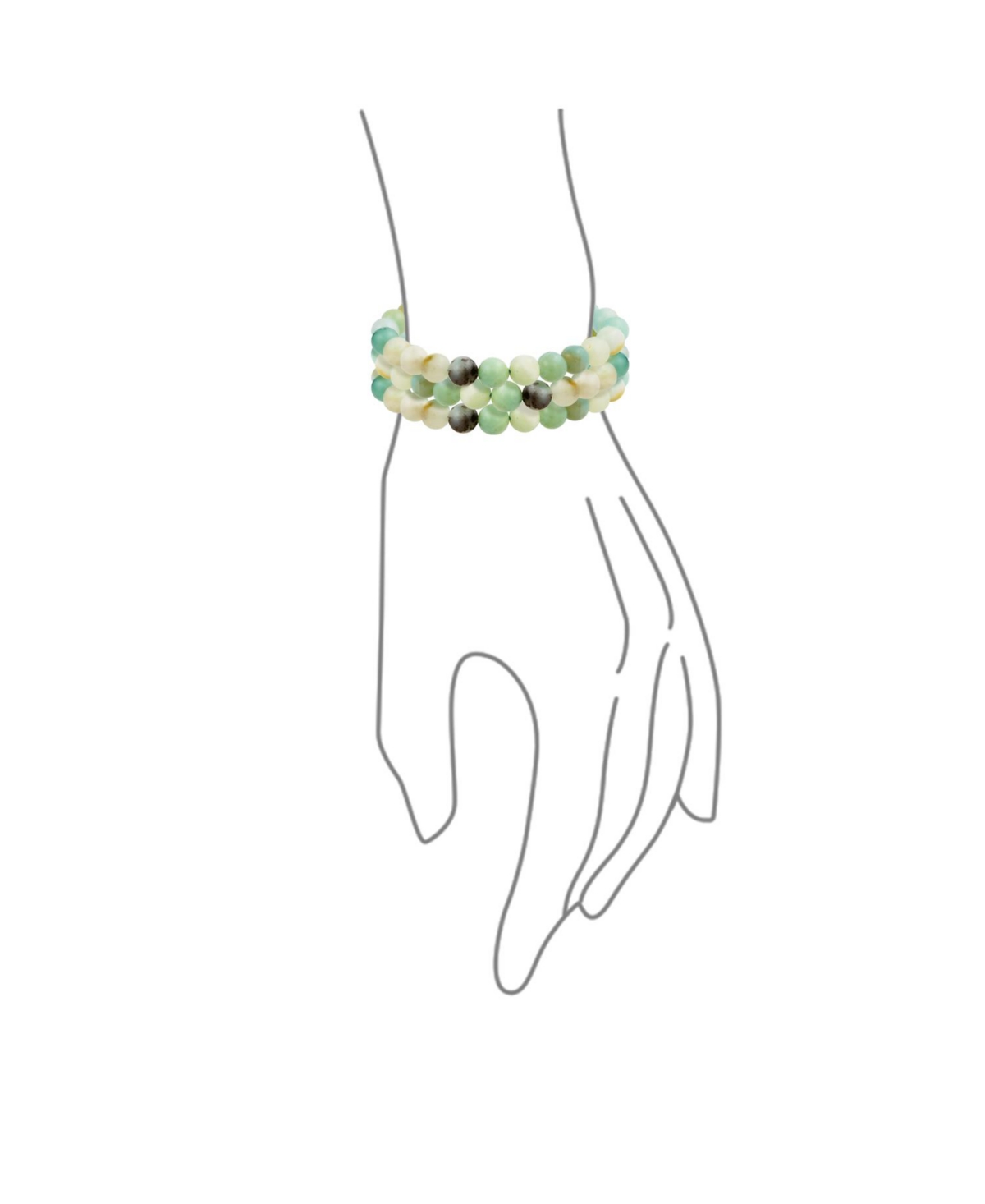 Bling Jewelry Set Of 3 Natural Light Blue ShadesRound Bead Ball 8MM Stacking Stretch Bracelet - Aquamarine