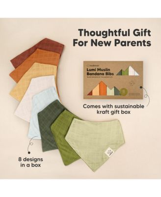 8pk Lumi Muslin Baby Bibs, Bandana Bibs for Baby Boy, Baby Girl, Muslin Drool Bib for Newborn, Toddler