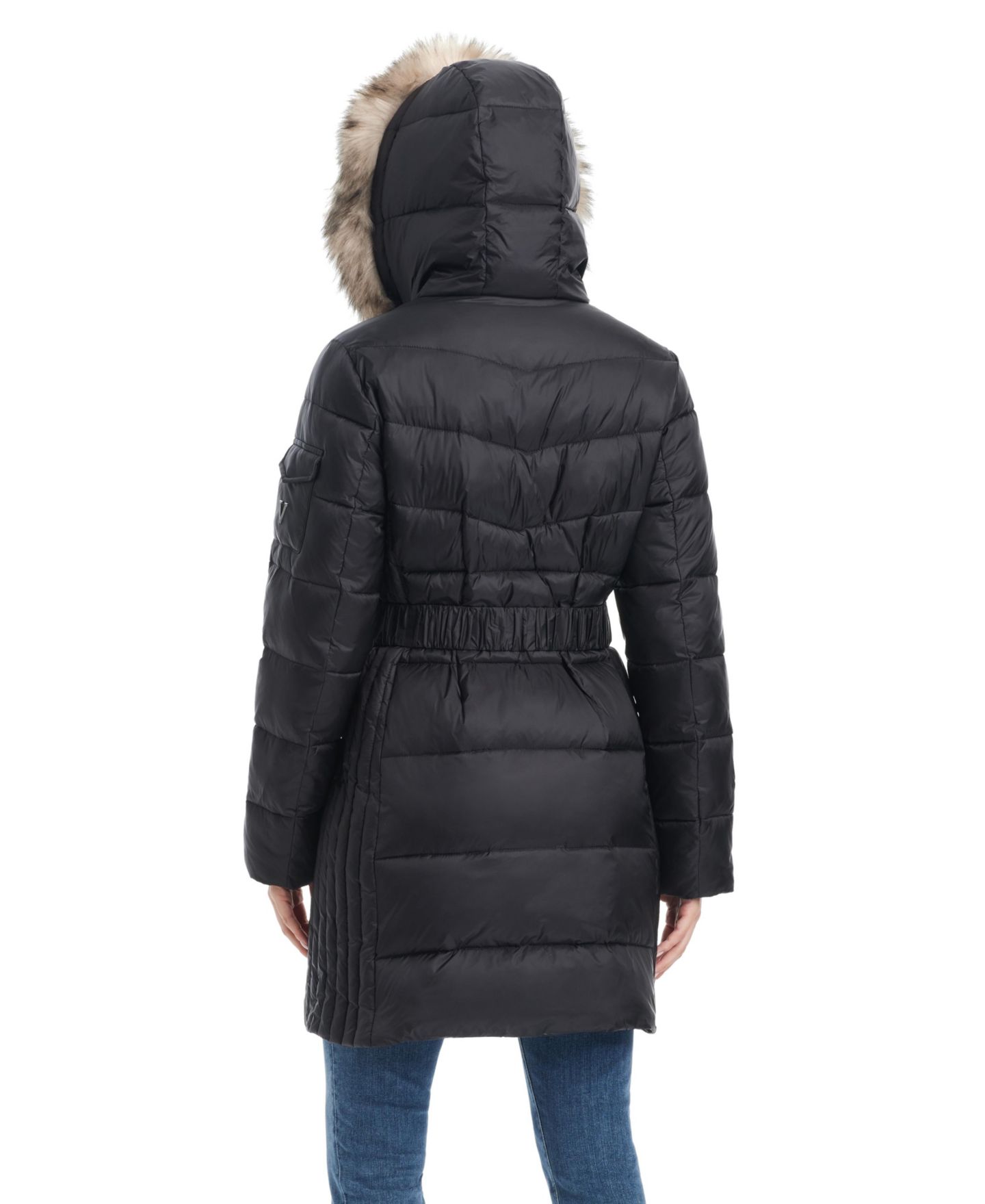 Женская куртка Vince Camuto Mid-Length Fitted Puffer, цвет: Чёрный — фото 5