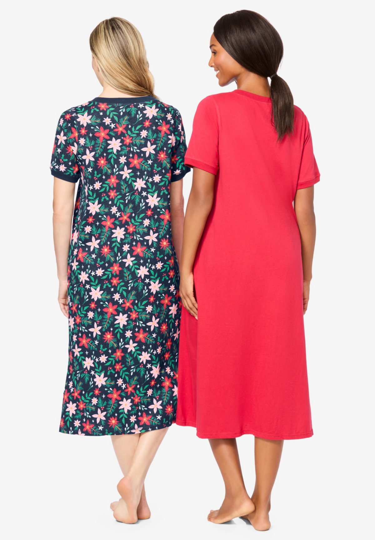 Dreams & Co. Plus Size 2-Pack Long Henley Sleepshirt