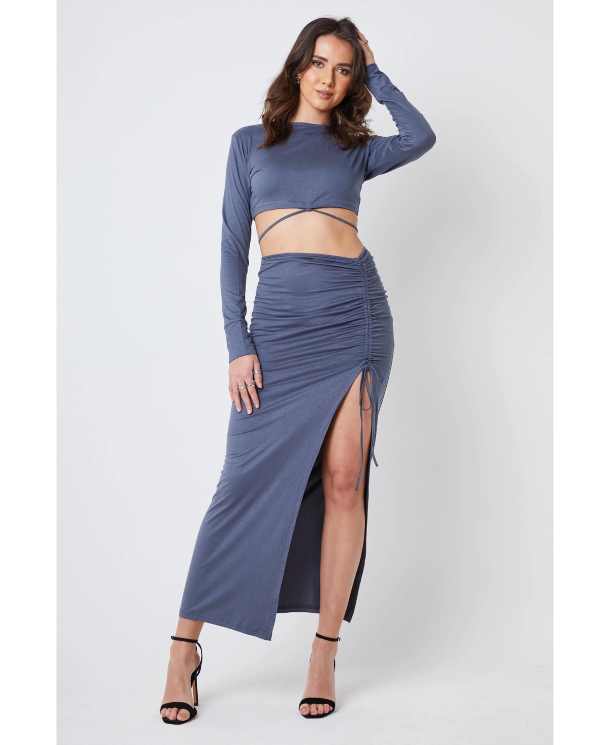 Creea the Label Women's Crisscross Long Sleeve Crop Top