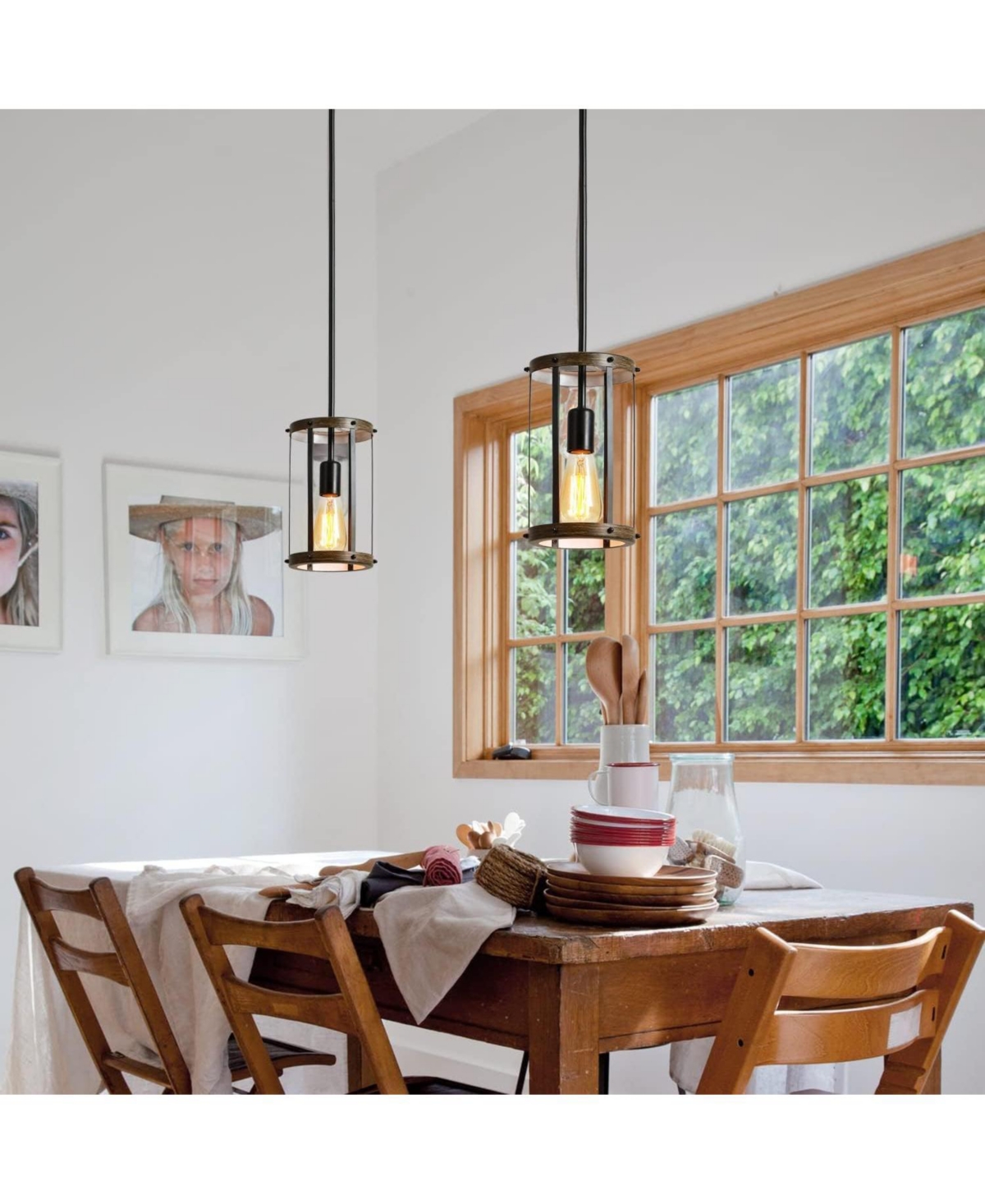 Slickblue Vintage Rustic Metal Cage Pendant Light with Adjustable Length