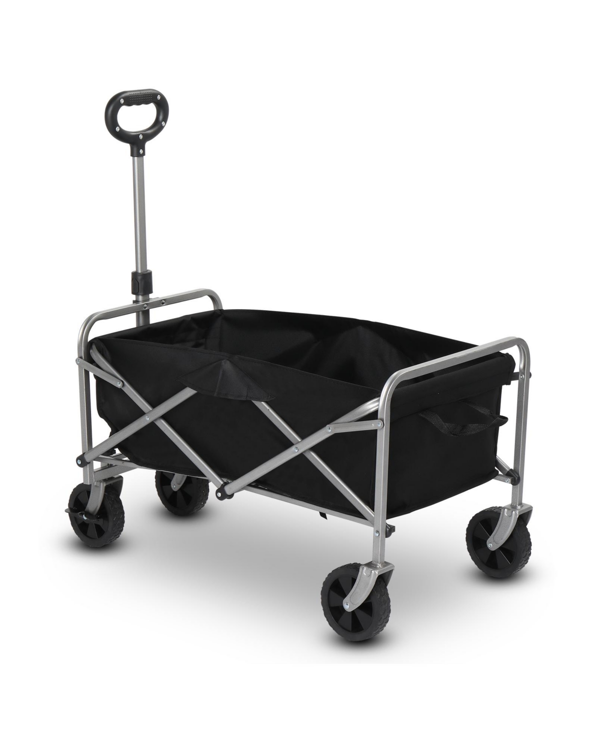 Slickblue Oxford Cloth Steel Frame Flat Folding StyleCloth Silver Frame Garden Folding Cart - Black