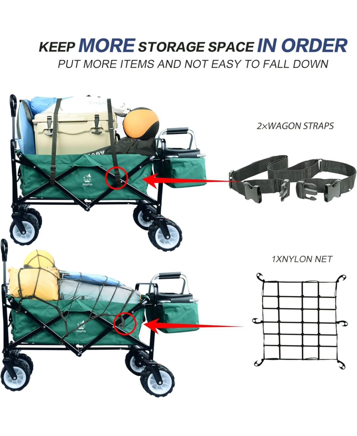 Slickblue Collapsible Heavy-Duty Beach Wagon Cart – All-Terrain Wheels, Large Capacity, Outdoor Folding Utility with Brake, Aluminum Frame - Gr