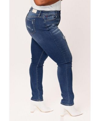 Plus Size Denim High Rise Boyfriend Jeans Rolled in 28" Inseam
