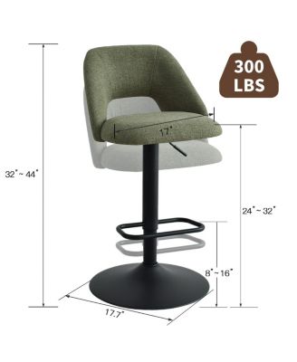 2-Pc. Fabric 360° Swivel Adjustable Barstools