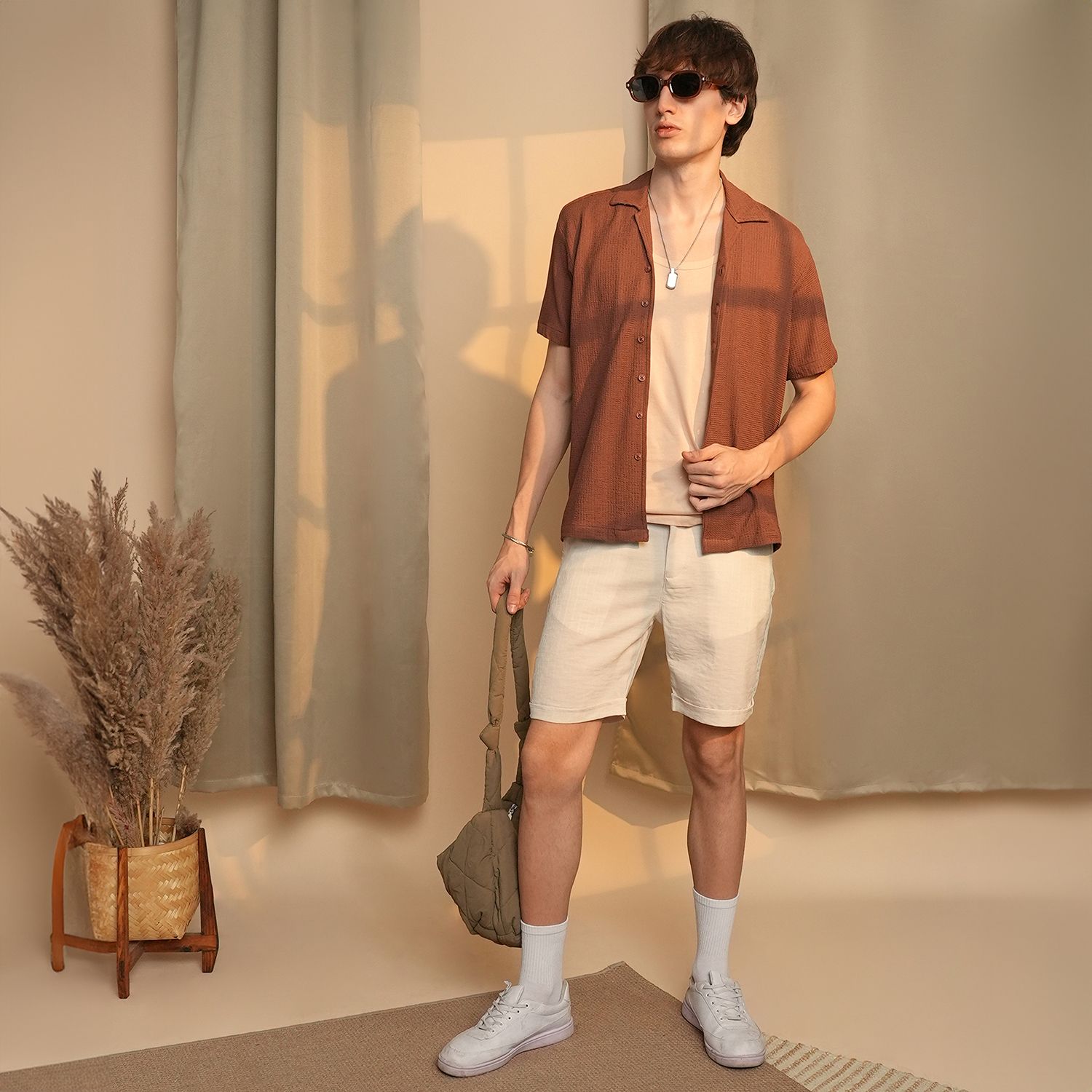 Men's Chocolate Brown Micro Zig-Zag Shirt