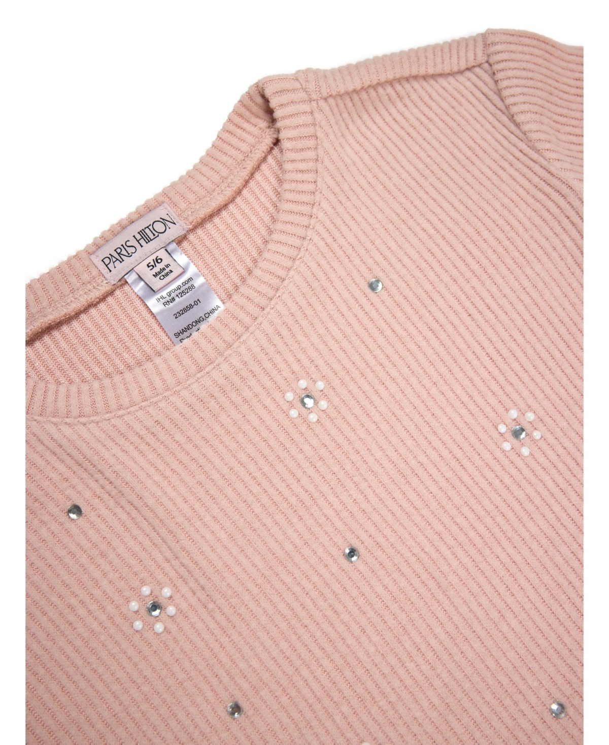 Paris Hilton Girls Embellished Daisy Ribbed Top and Wide Leg Pants 2 Piece Lounge Set and Headband