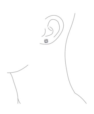 Round Solitaire Stud Earrings  4 Prong .925 Sterling Silver 6MM