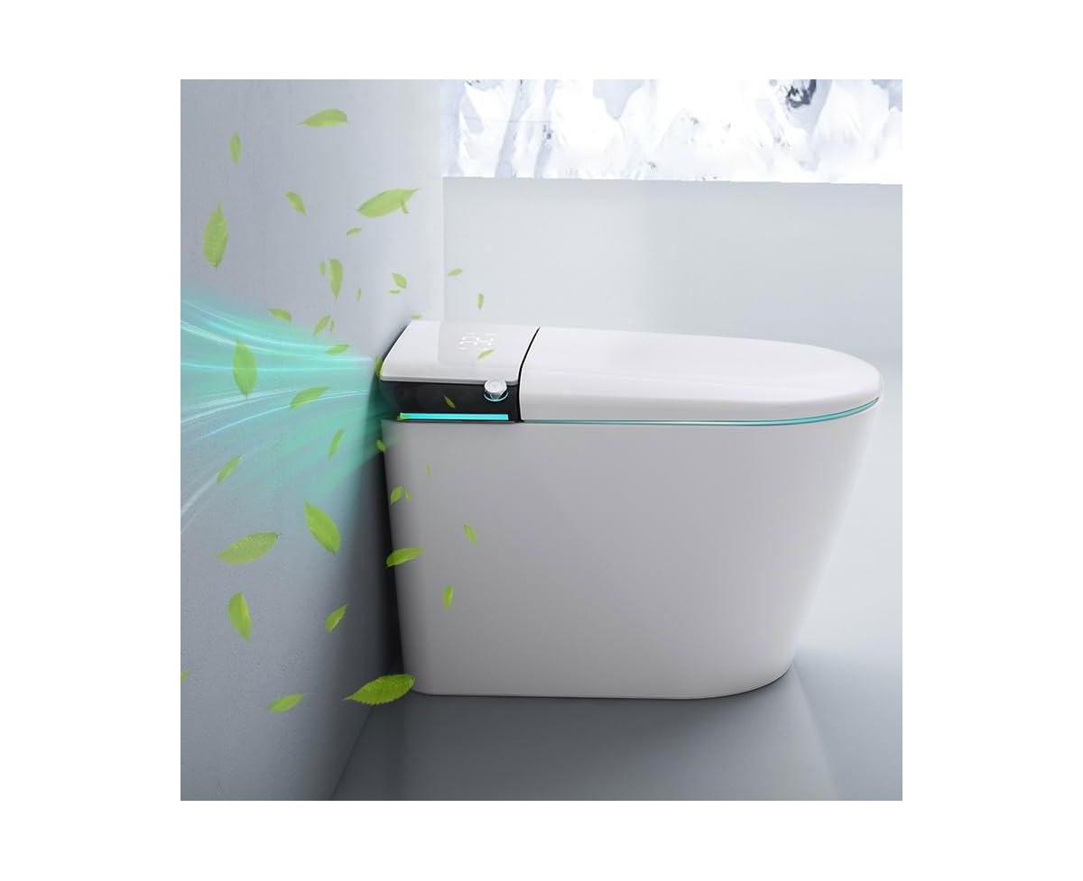 Luxury Smart Toilet with Built in Tank, Warm Water Sprayer and Dryer, Foot Sensor Operation, Built-in aromatherapy system, Heated Bidet Seat a