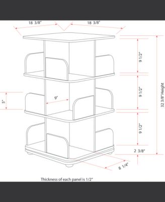 3-Tier Revolving Bookcase Bookshelf, Media Storage Cabinet, Natural