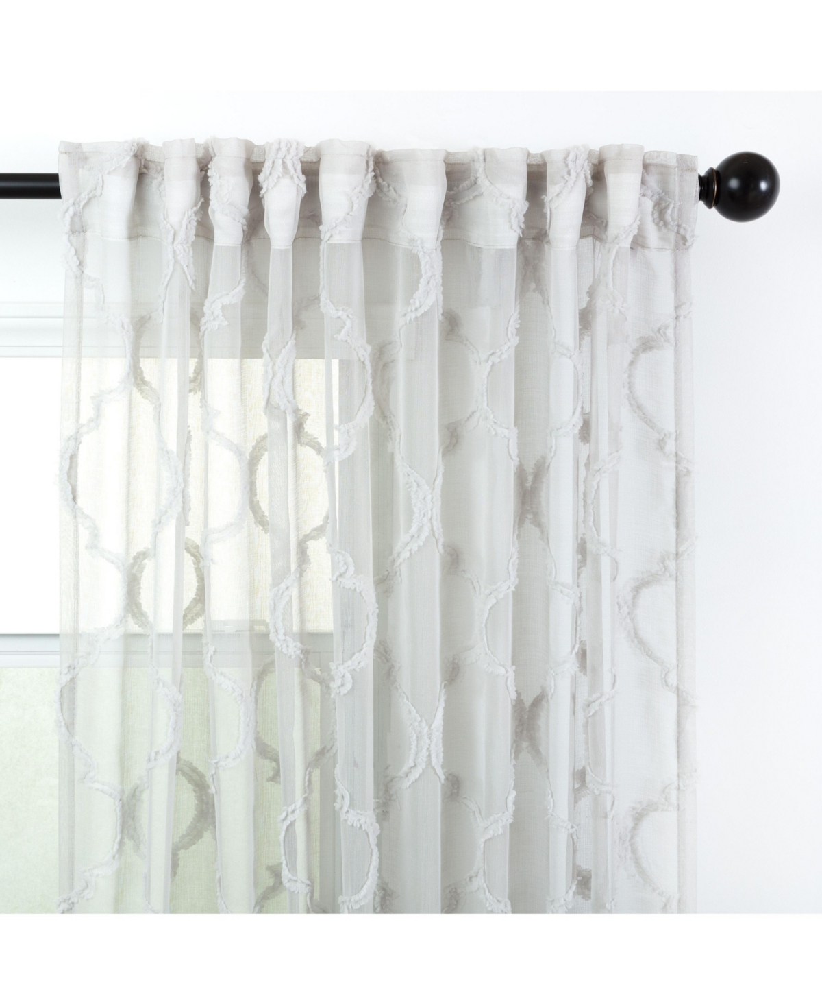 Chanasya Premium 2-Panel Moroccan Embroidered Design Textured Sheer Curtain Panels - for Windows Living Room Bedroom Kitchen Office - Translucent Wind