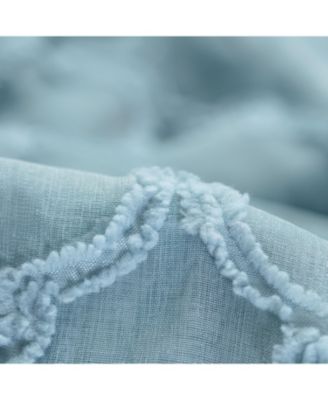 Premium 2-Panel Moroccan Embroidered Design Textured Sheer Curtain Panels - for Windows Living Room Bedroom Kitchen Office - Translucent Window Drapes for Home - 52 x 108 Inches Long - White