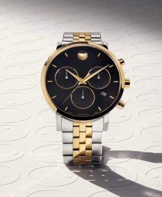 Men's Museum Classic Swiss Quartz Chrono Two Tone Stainless Steel and Light Yellow PVD Watch 42mm