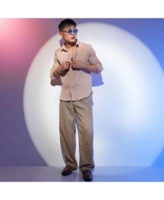 Мужская светло-бежевая рубашка в полоску собственного дизайна 10390₽