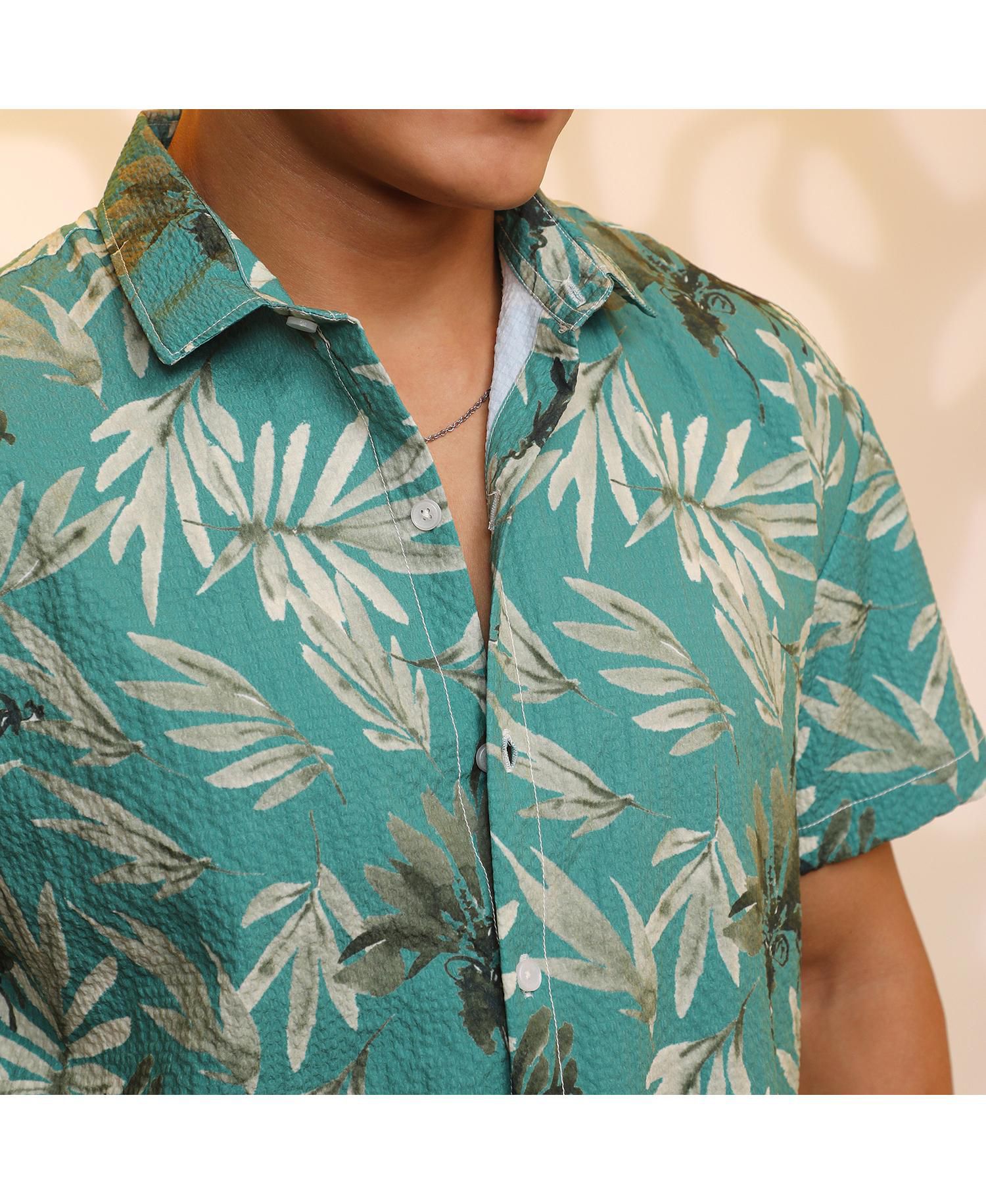 Men's Sea Green Breezy Foliage Shirt