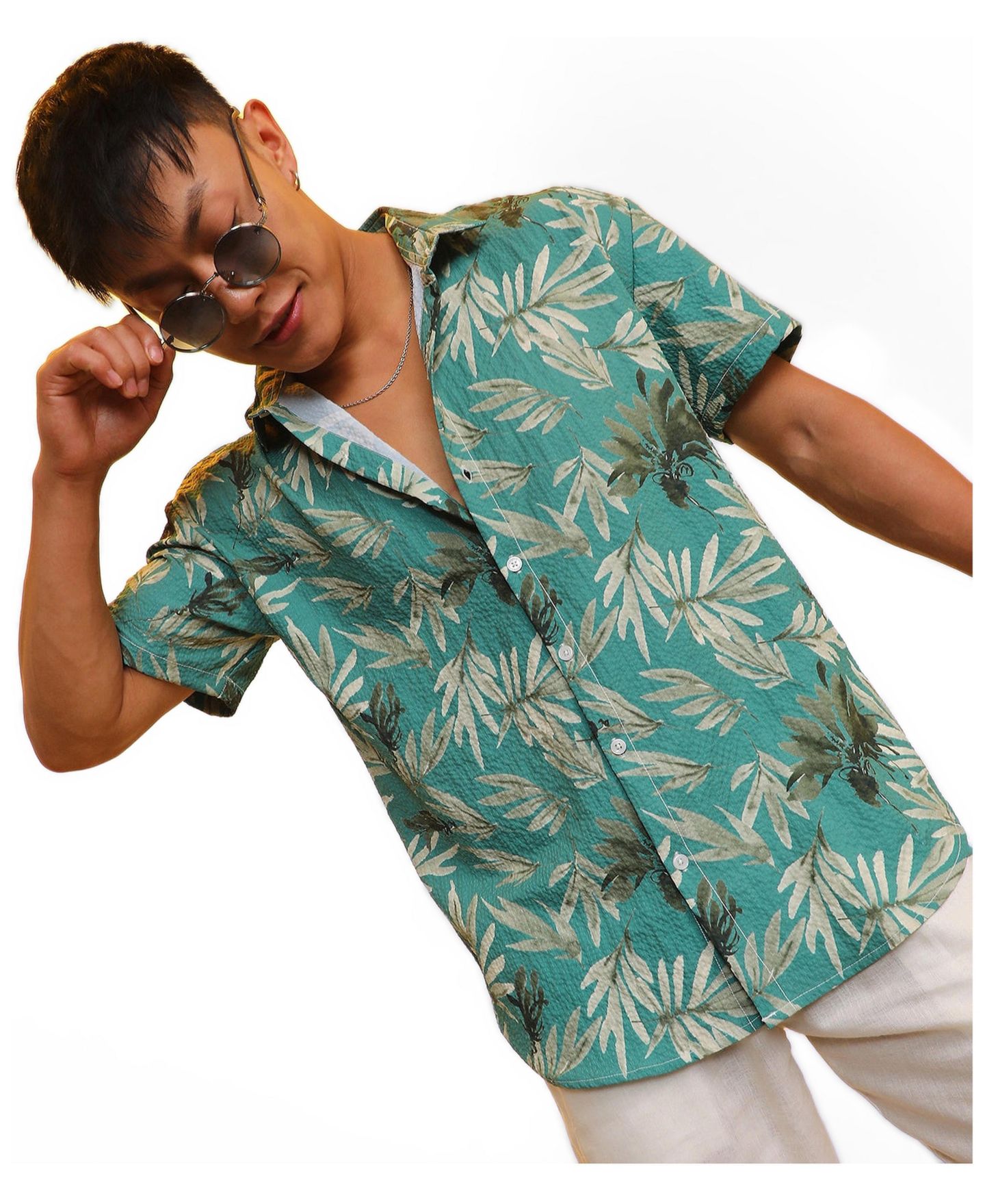 Мужская рубашка Cahoot Campus Sutra Sea Green Breezy Foliage, цвет: Зелёный — фото 6
