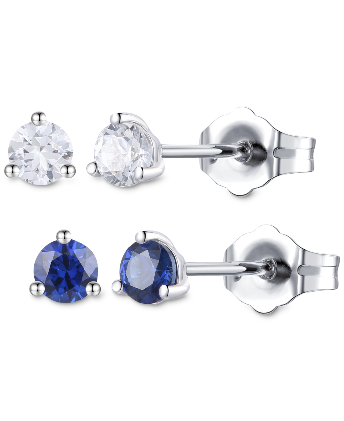 Macy's Lab Grown 2-pc. Set Lab Grown Blue Sapphire (1/3 Ct. T.w.) & Lab Grown White Sapphire (1/3 Ct. T.w.) In Blue Sapphire