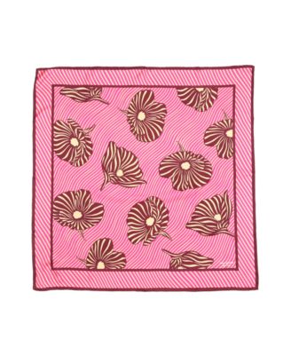 Linear Bloom Silk Square Scarf