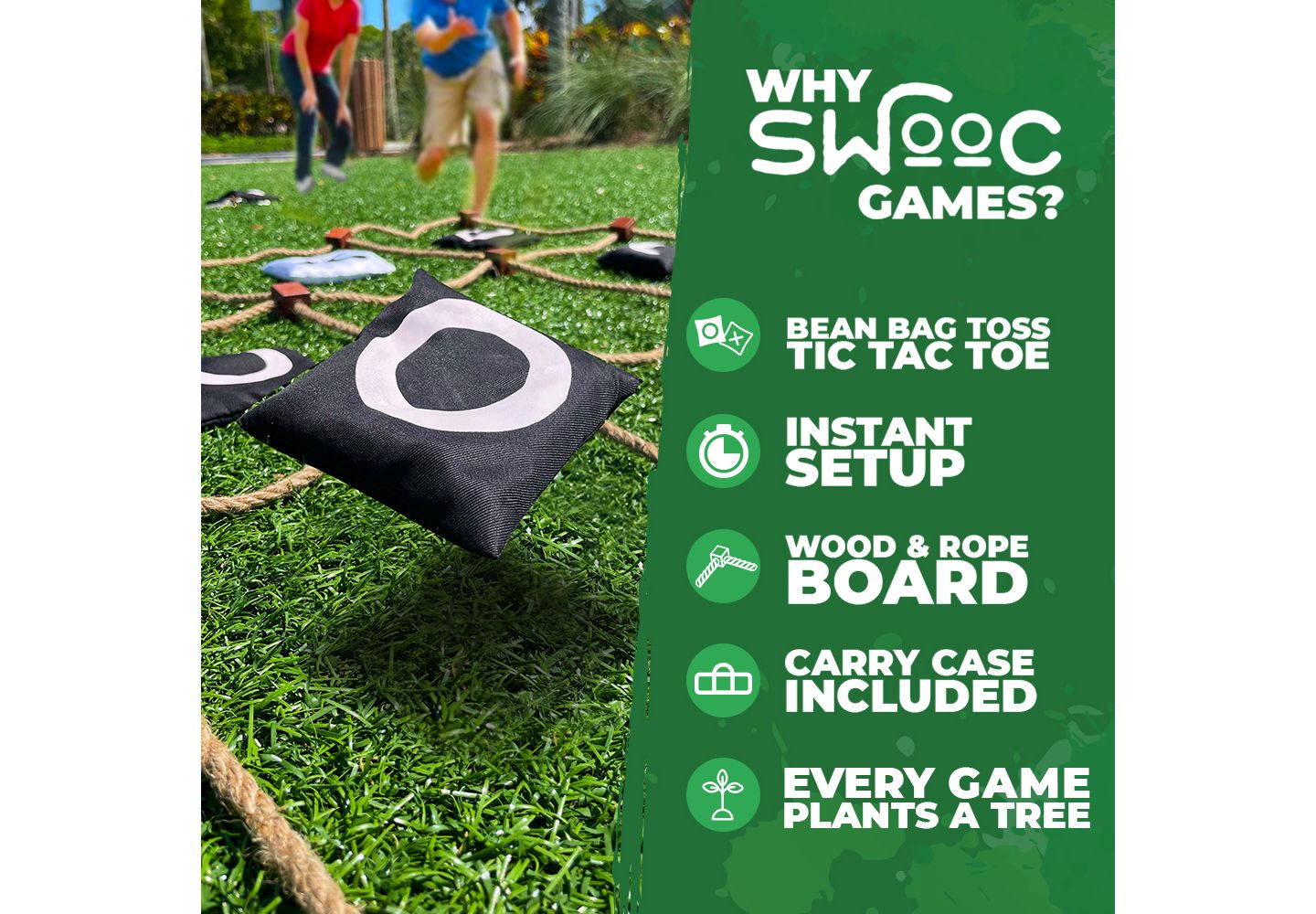 Детские игрушки SWOOC Tic Tac Toe Bean Bag Toss Game, 3ft x 3ft, 2-4 Players, Ages 6+ — фото 2