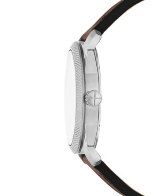 Men's Machine Three-Hand Green Dial Brown Leather Watch, 42mm