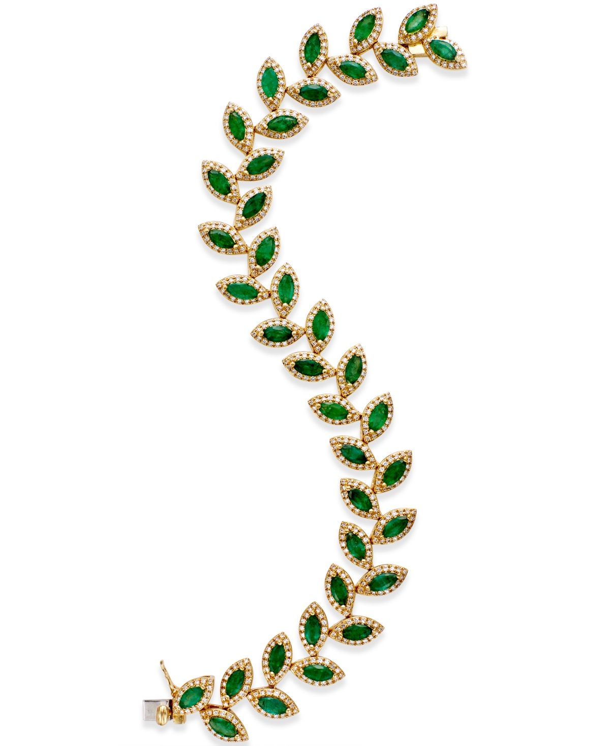 Effy Emerald (10-4/5 ct. t.w.) and Diamond (2-1/2 ct. t.w.) Tennis Bracelet in 14k Gold - Emerald