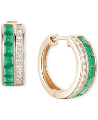 Ruby (1-5/8 ct. t.w.) & Diamond (1/4 ct. t.w.) Small Hoop Earrings in 14k Gold, 0.5 (Also available in Emerald & Sapphire)