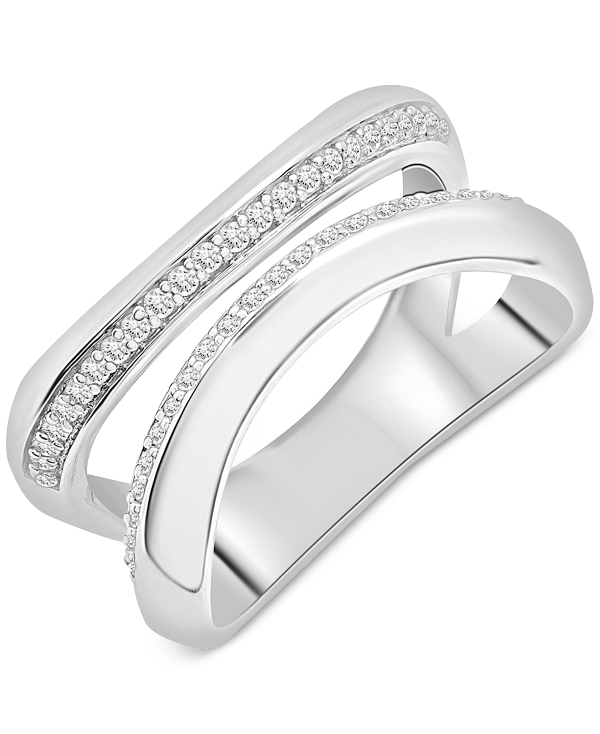 Audrey By Aurate Diamond Double Row Openwork Abstract Statement Ring (1/4 Ct. T.w.) In Gold Vermeil Or Sterling Silve In Sterling Silver