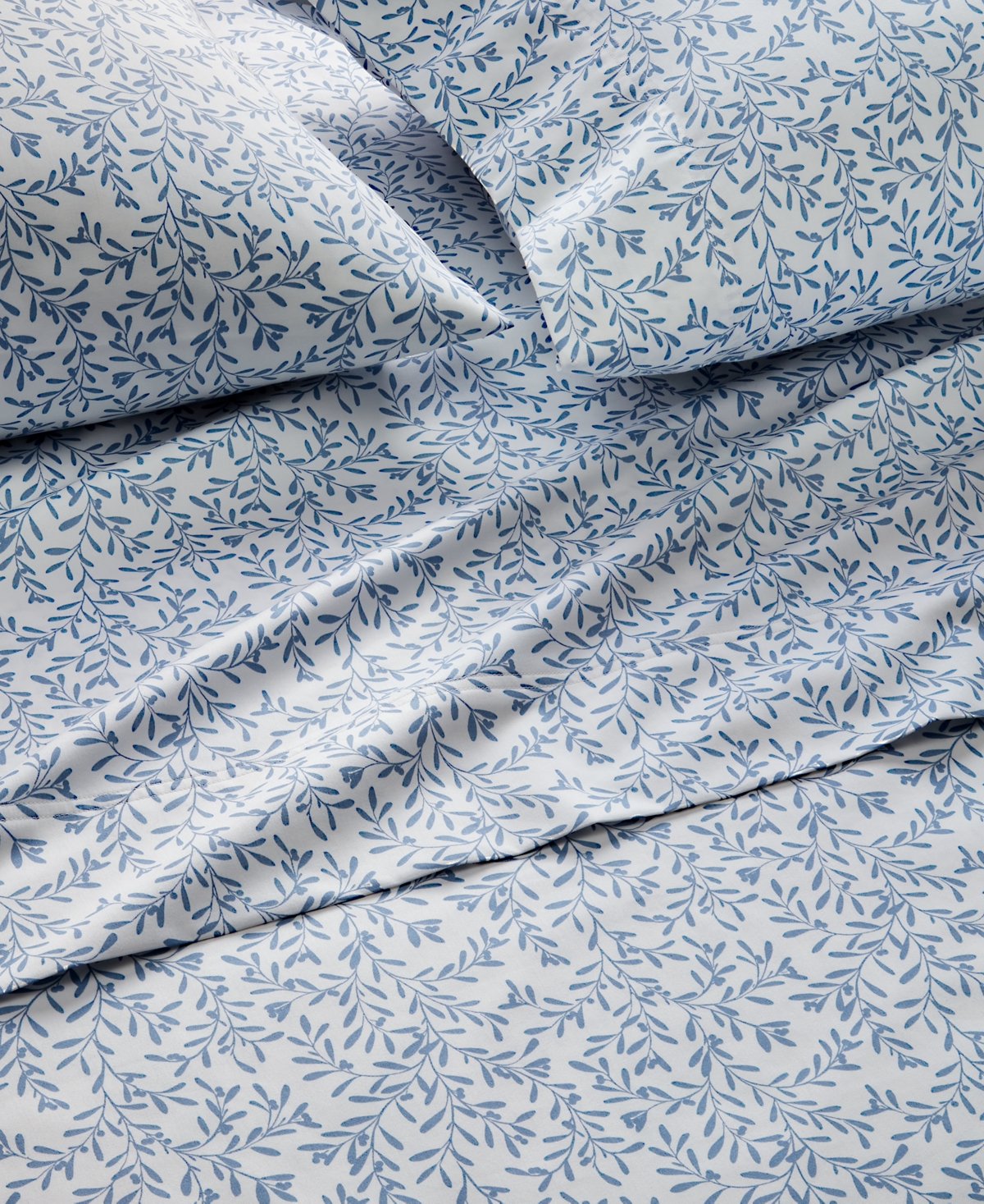 Charter Club 550 Thread Count Printed Cotton 3-pc. Sheet Set, Twin, Exclusively At Macy's In Botanical Vines Blue