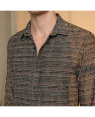 Men's Olive Brown Tartan Plaid Shirt