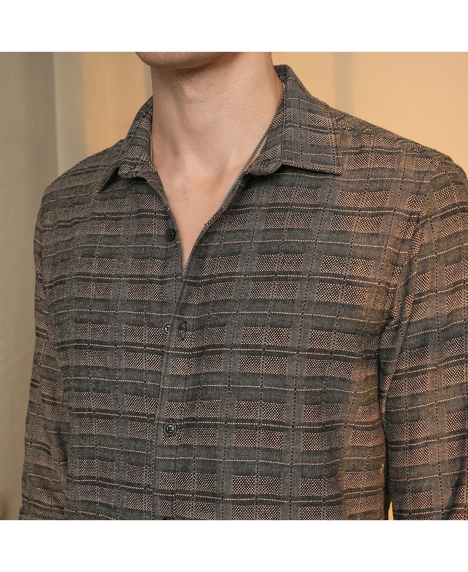 Men's Olive Brown Tartan Plaid Shirt