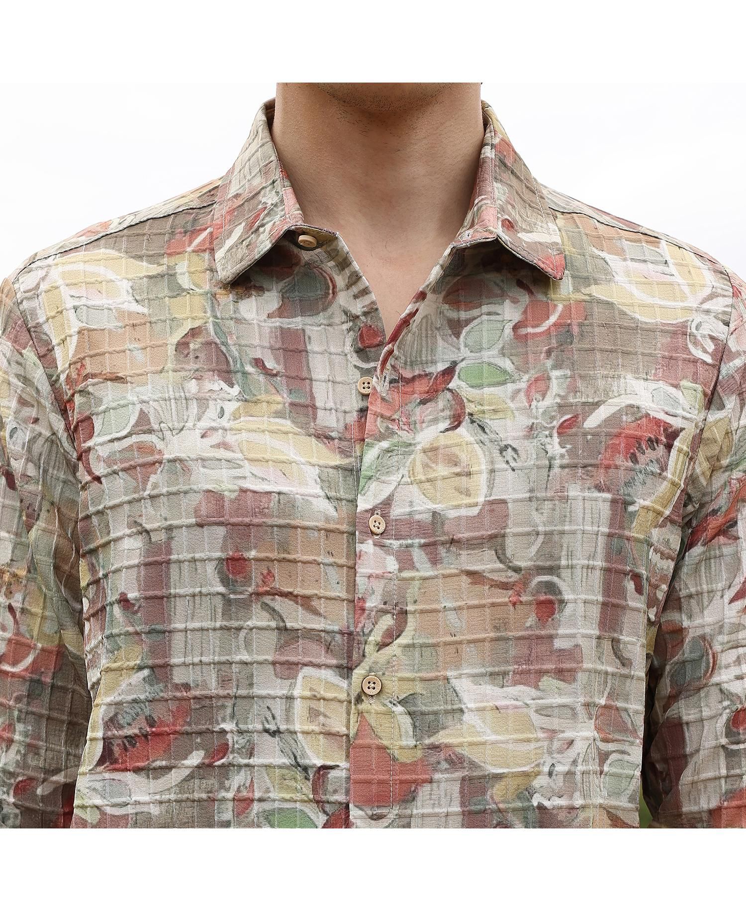 Men's Multicolour Artistic Botanical Shirt