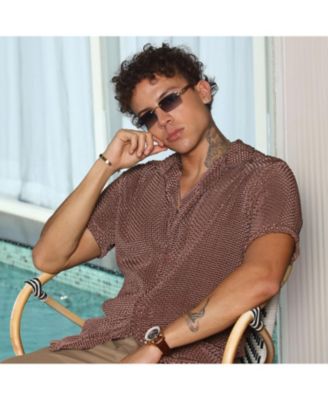 Men's Chocolate Brown Puffy-Textured Shirt