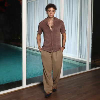 Men's Chocolate Brown Puffy-Textured Shirt