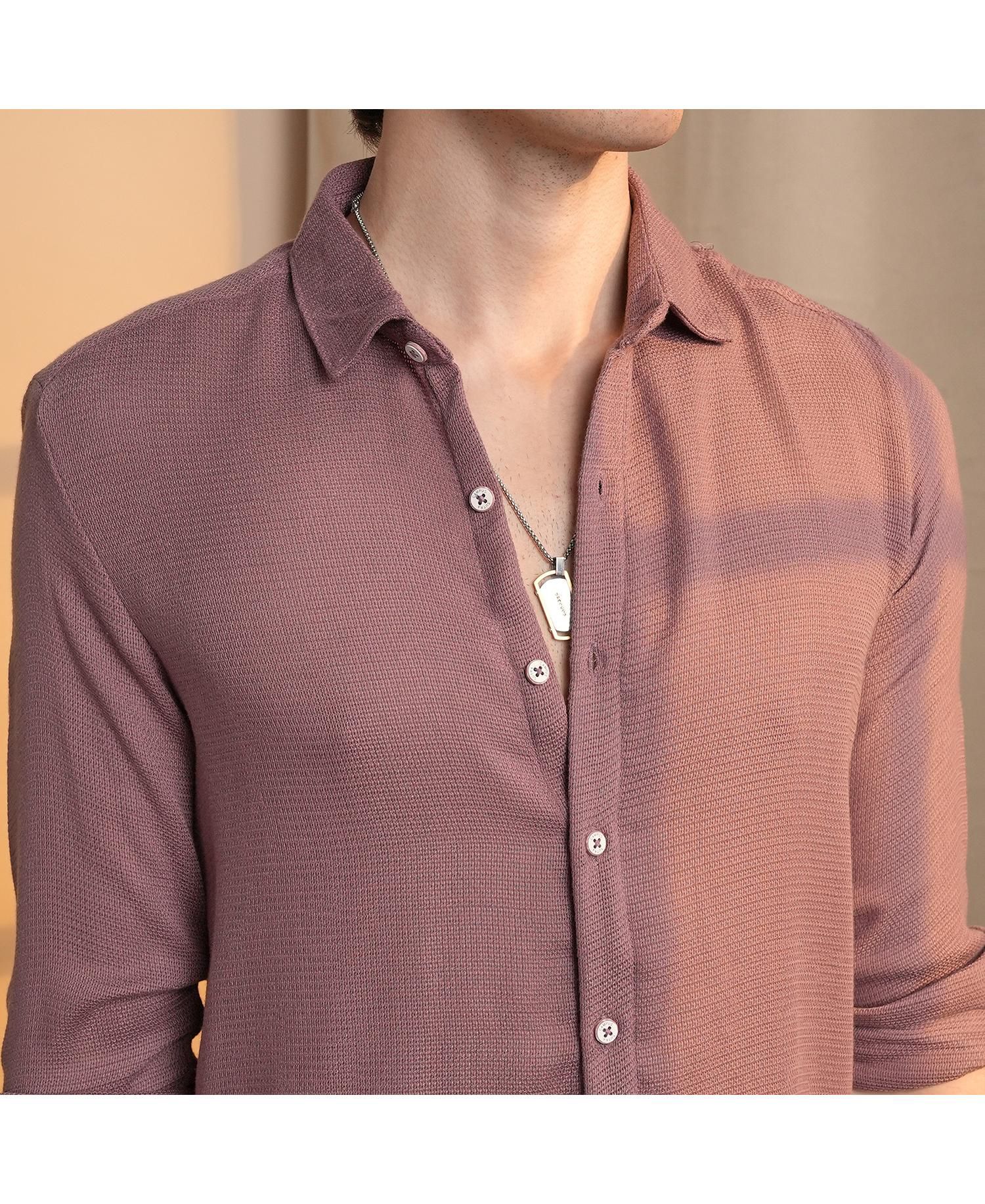 Men's Nude Pink Woven-Textured Shirt