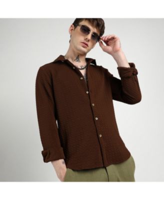 Men's Chocolate Brown Ripple Box Shirt