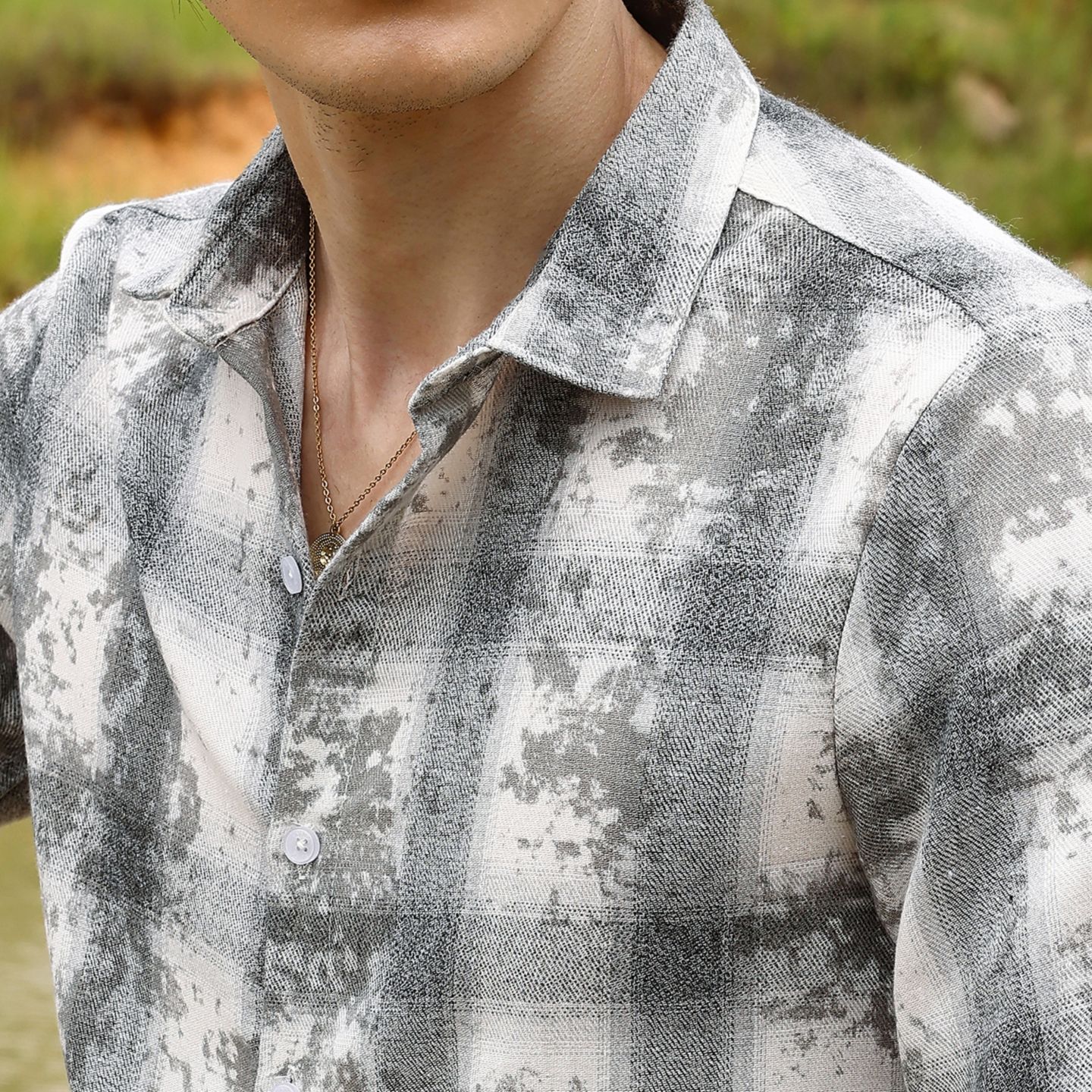 Мужская рубашка Cahoot Campus Sutra Moon Grey Splash Check, цвет: Серый — фото 4